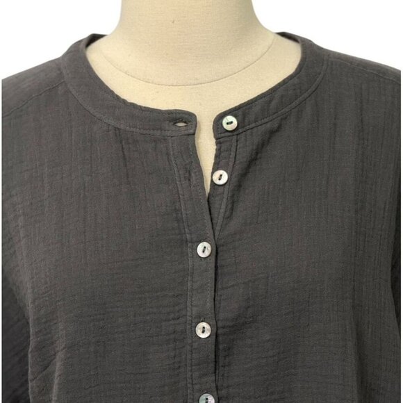 Faherty Dream Cotton Gauze Desmond Top Shirt Organic Cotton Gray Relaxed Size M - Picture 2 of 8